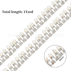 真鍮と腹筋の模造真珠とラインストーンのカップチェーン  銀  20x8mm  1ヤード&nbsp;CHC-BC0001-21