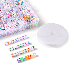 DIY 26 Letter Acrylic Beads Stretch Bracelets Kits for Children's Day&nbsp;DIY-LS0001-04