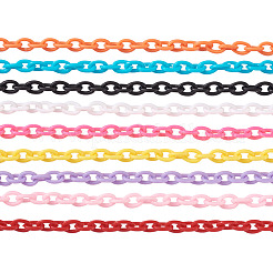 ABSプラスチックアズキチェーン  オーバル  ミックスカラー  15~15-3/8インチ（38~39cm）  5.5~6mm  9色  1連/色  1連売り/箱&nbsp;KY-BT0001-001