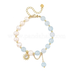 Dyed Natural Quartz Round and Potato Pearl Beaded Bracelets&nbsp;BJEW-JB14466