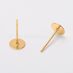 真鍮製スタッドピアスパーツ  カドミウムフリー＆鉛フリー  ゴールドカラー  12x6mm  ピン：0.7mm&nbsp;X-KK-A251-G-NF
