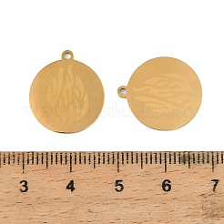 ステンレスペンダント201個  火のチャームが付いたフラットラウンド  レーザー切断  18KGP本金メッキ  18x16x1mm  穴：1.4mm&nbsp;STAS-Z195-01G