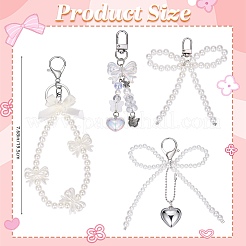 4Pcs 4 Styles Bowknot Plastic Pendant Decoration&nbsp;HJEW-SZ0001-39