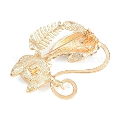 レジンブローチ  バックパック服用の合金ラインストーンラペルピン  魚の骨が付いた猫の形  ゴールドカラー  44.5x37mm&nbsp;JEWB-P058-01G