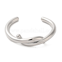 変色しない304ステンレススチールワイヤーラップカフバングル  結び目  ステンレス鋼色  ワイド：7~13mm  内径：2-3/8インチ（6.1cm）&nbsp;BJEW-Q773-06D-P