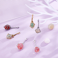 6Pcs 3 Colors Brass Macrame Pouch Empty Stone Holder Pendant Decoration&nbsp;HJEW-UN00065