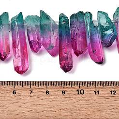 ツートンの天然水晶ビーズ連売り  染め  ファセット弾丸  トップ掘削  24~50x9.5x8mm  穴：1.7mm  約21個/連  7.28''~7.68''（18.5~19.5センチメートル）&nbsp;G-Z131-K01-03