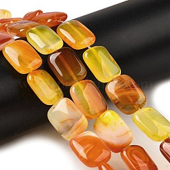 天然石縞瑪瑙/バンデットアゲートビーズ連売り  染め＆加熱  長方形  オレンジ  18~18.5x13~13.5x5~6mm  穴：1.5mm  約22個/連  15.63''（39.7センチメートル）&nbsp;G-B137-B01-01I