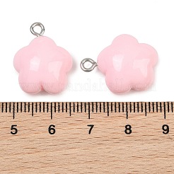 不透明樹脂ペンダント  プラチナメッキ鉄ループ付き  花のチャーム  ミックスカラー  19.5x16.5x9.5mm  穴：2mm&nbsp;RE-CBAF00C-12