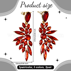 3 Pairs 3 Colors Resin Wing Dangle Stud Earrings&nbsp;EJEW-GO0003-24