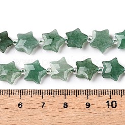 天然石グリーンアベンチュリンビーズ連売り  シードビーズで  多面カットスター  9~11x9~11x4~4.5mm  穴：1mm  約16個/連  0.7~7.28''（17.5~18.5センチメートル）  ビーズ：直径3mm  厚さ2mm  穴：0.7~0.9mm&nbsp;G-T138-181A