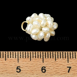 天然養殖淡水真珠クラスターペンダント  丸いボールのチャーム  ゴールドカラー  ホワイト  12mm  穴：3mm&nbsp;PALLOY-JF05902