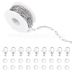 304 Stainless Steel Paperclip Chains Bracelet Necklace DIY Making Kit&nbsp;DIY-TA0009-67