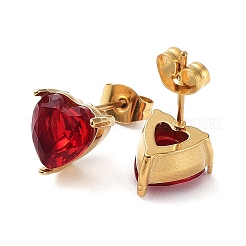 6 Pair 2 Color Heart Cubic Zirconia Stud Earrings&nbsp;EJEW-A024-15C