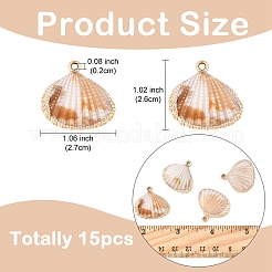 メッキアクリルパーツ15個  模造シェル付  シェル形状  砂茶色  26x27x7mm  穴：2mm&nbsp;OACR-YW0002-61