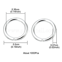 鉄オープン丸カン  ラウンド  銀  21ゲージ  5x0.7mm  内径：3.6mm  約1000個/50g&nbsp;IFIN-YW0001-41S