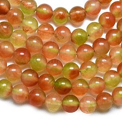 天然石マレーシアジェイドビーズ連売り  染め＆加熱  ラウンド  サンゴ  6~6.5mm  穴：1mm  約60~62個/連  14.96インチ（38cm）&nbsp;G-L645-C01-6mm-25