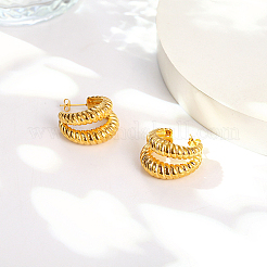 304ステンレススチールスタッドピアス  スプリットのピアス  18KGP本金メッキ  25x15mm&nbsp;TA6291-1