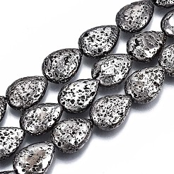 Electroplated Natural Lava Rock Bead Strands&nbsp;G-T131-87