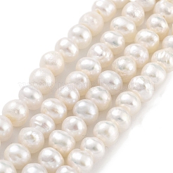 天然養殖淡水パールビーズ連売り  ポテト  ベージュ  5~6mm  穴：0.6mm  約33個/連  6.89~7.09インチ（17.5~18cm）&nbsp;PEAR-C003-13D