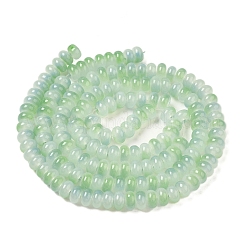 プリントガラスビーズ焼付塗装ガラスビーズ連売り  ロンデル  薄緑  8x4.5mm  穴：1.2mm  約162個/連  29.92インチ（76cm）&nbsp;DGLA-C003-01J