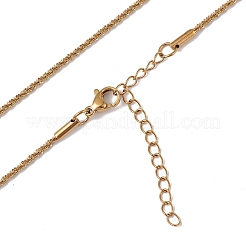 イオンプレーティング(IP) 304 ステンレススチール ボーンロープチェーンネックレス 女性用  ゴールドカラー  17.99インチ（45.7cm）  ワイド：1.5mm&nbsp;NJEW-I121-01A-G