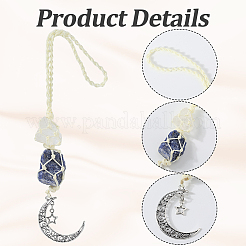 Nuggets Natural Quartz Crystal & Lapis Lazuli Pouch Pendant Decorations&nbsp;HJEW-WH20002-03E