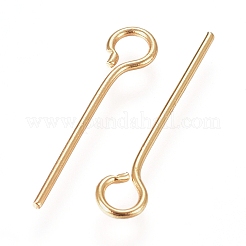 304ステンレススチールアイピン  ゴールドカラー  15x0.6mm  穴：2mm&nbsp;STAS-L238-005A-G