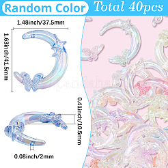透明UVメッキアクリルビーズ40個  虹色の  蝶と土星の月  ミックスカラー  41.5x37.5x10.5mm  穴：2mm&nbsp;PACR-BM0001-01