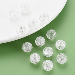 クリアクラックアクリルビーズ  ラウンド  ホワイト  12x11mm  穴：2mm  約566個/500g&nbsp;MACR-S373-66A-N12
