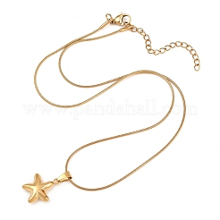 304ステンレススチール製スターペンダントラウンドスネークチェーンネックレス（女性用）  ゴールドカラー  16.10インチ（40.9cm）&nbsp;NJEW-A069-01G