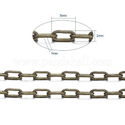 真鍮製アズキチェーン  溶接されていない  スプールで  オーバル  カドミウムフリー＆ニッケルフリー＆鉛フリー  アンティークブロンズ  5x2x1mm  約301.83フィート（92m）/ロール&nbsp;CHC028Y-AB