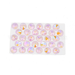 ポインテッド バック電気メッキ ファセット ガラス ペンダント  ハート  ピンク  14x14x7mm  穴：1.6mm&nbsp;EGLA-N006-046