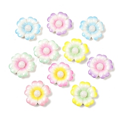 オペーク樹脂カボション  花  ミックスカラー  28.5x30x8.5mm&nbsp;RESI-K030-06