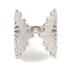 Non-Tarnish 304 Stainless Steel Fan Shape Open Cuff Ring for Women&nbsp;RJEW-A043-18P