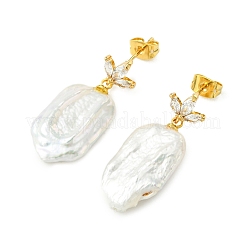 Brass Micro Pave Cubic Zirconia Stud Dangle Earrings for Women&nbsp;EJEW-JE07279