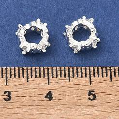 真鍮マイクロペーブクリアキュービックジルコニアヨーロッパビーズ  大穴ビーズ  ロンデル  925銀メッキ  9x9x5mm  穴：4.5mm&nbsp;KK-B172-03S