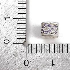 コラムラックメッキ真鍮キュービックジルコニアヨーロピアンビーズ  大穴ビーズ  長持ちメッキ  銀  7x5.5mm  穴：4mm&nbsp;KK-L236-11S