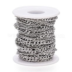変色しにくい304ステンレススチール製フィガロチェーン  スプールで  溶接されていない  ステンレス鋼色  リンク：7.5x3.5x0.7mmと5.5x3.5x0.7mm  約32.8フィート（10m）/ロール&nbsp;CHS-M003-12P-C