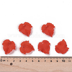 秋のテーマ透明なつや消しアクリルパーツ  カエデの葉  レッド  24x22.5x3mm  穴：1mm  約96個/50g&nbsp;X-PAF002Y-12