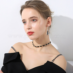 4ペア4色のガラスティアドロップ型スパイラル模様ダングルイヤリング  女性のための鉄のアクセサリー  ミックスカラー  53mm  ピン：0.7mm  1ペア/カラー&nbsp;EJEW-FI0001-07