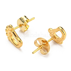PVD真空メッキ304ステンレススチールスタッドピアス女性用  中空フットプリント  ゴールドカラー  9x7mm&nbsp;STAS-D087-18G
