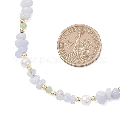 Natural Blue Lace Agate Chip & Dyed Natural Malaysia Jade & Synthetic Hematite & Shell Pearl Bead Necklace & Bracelets Sets&nbsp;SJEW-JS01377