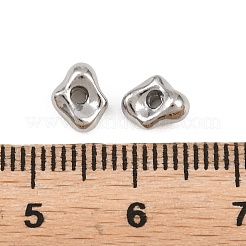304ステンレススチールビーズ  幾何学的な  ステンレス鋼色  菱形  7x6x4mm  穴：1.5mm&nbsp;STAS-D394-01G-P