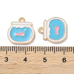 合金エナメルチャーム  ゴールドカラー  水槽  15.5x15x1.2mm  穴：1.5mm&nbsp;ENAM-O001-11C-G