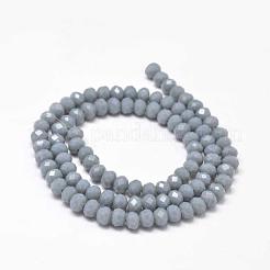 カット加工ロンデルガラスビーズ連売り  士官候補生ブルー  6x4mm  穴：1mm  約99個/連  17.7インチ&nbsp;X-GLAA-I033-6mm-21