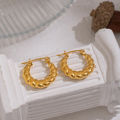 Vintage Hollow Twist 304 Stainless Steel Hoop Earrings&nbsp;WU2636