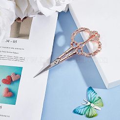 ステンレス製のはさみハサミ  梅の花の模様  クレーンの形状  刺繍用  縫い  クラフト  アート作品と日常使用  赤い銅＆ステンレス鋼の色  120x53.5x6mm  穴：24.5x18.5mm&nbsp;TOOL-WH0018-32RGP