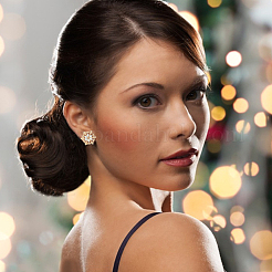 5ペア5スタイルの絶妙なクリスマススノーフレークキュービックジルコニアスタッドピアス  女性のための合金ジュエリー  プラチナ·ゴールデン  9~15x10~16.5mm  ピン：0.6mm  1ペア/スタイル&nbsp;EJEW-AN0002-39