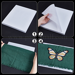 不織布製ティアアウェイ機械刺繍用スタビライザー300個  長方形  ホワイト  294x250x0.1mm&nbsp;DIY-WA0001-26